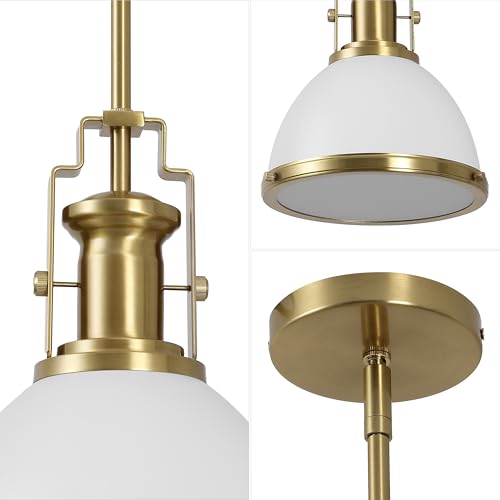 JONATHAN Y 10" Brass Gold/White Modern Industrial Iron LED Dome Pendant Light, Adjustable Hanging Fixture for Kitchen Island or Entryway, White Metal Shade, LED Bulb Included (JYL9535D) by JONATHAN Y - Image 8