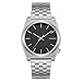 JIANDUN Fashion Business Mens Black Watches Simple Waterproof Stainless Steel Strap (Silver-Black dial)