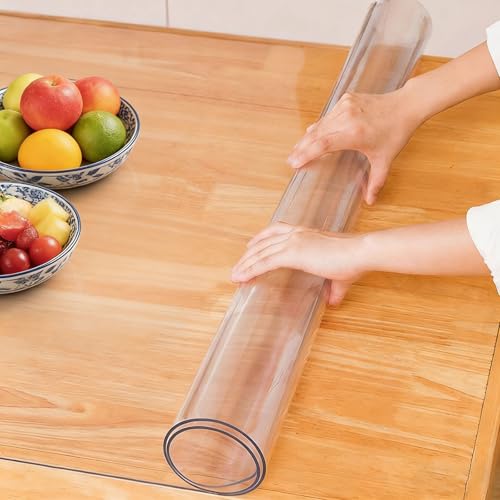 Protection de table 58x90 cm rectangulaire transparente et lavable - 2