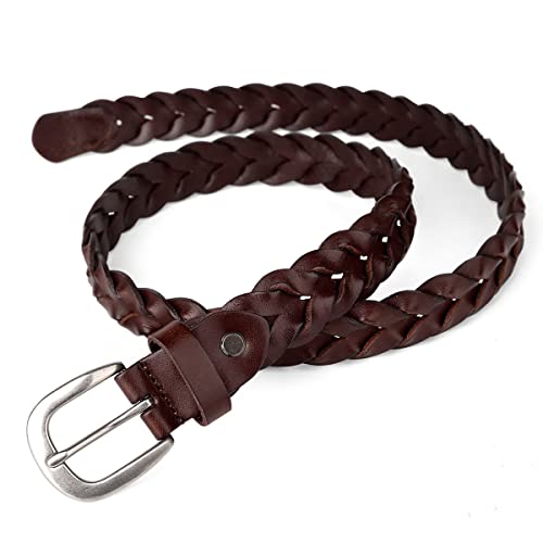 Catelles Womens Leather Belt, Women's Top Grain Leather Dresses And Casual Ladies Braided Fashion Belt (M/L Pant Size 10-12, Coffee) #TOP1