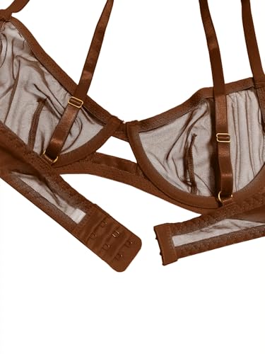 Image of Lilosy Sexy Mesh Sheer Underwire Push Up Lingerie Set Lingerie Set