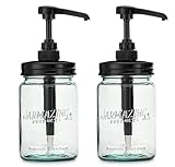 Jarmazing Products Vintage Blue Glass Mason Jar Syrup and Condiment Dispenser – Two-Pack