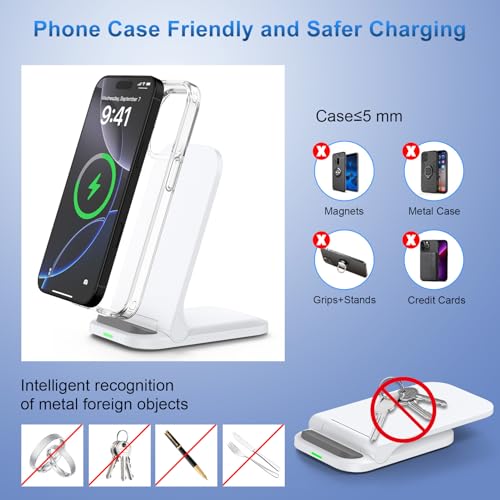 15W Foldable Wireless Charger Stand for Google Pixel 10 Pro/9a/8/7,Fast Android Wireless Charging Station Phone Inductive Charging Stand for Samsung Galaxy S25 S24+ S23 S22 Z Flip 7 iPhone 17 16 15 14 - Image 2