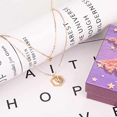 Alsanix Graduation Gifts For Her，Unicorn Gifts 14K Gold/Sterling Silver/Rose Gold Plated Necklace For Women Girl Cz Layered Unicorn Necklace Jewelry Birthday Gift For Daughter Sister (Silver) #TOP1