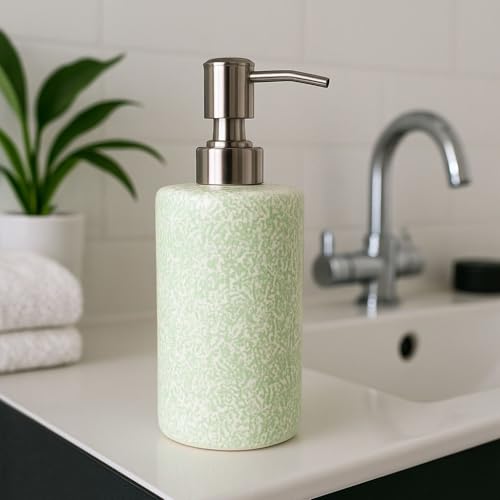 Image of Ceramic Soap Dispenser 330ml (Set of 1) | Multipurpose Liquid Soap, Lotion & Hand Wash Pump Bottle for Bathroom & Kitchen | Green Chemical Design