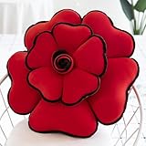 3D Rose Flower Shaped Throw Pillow 19.6' Soft Round Rose Throw Pillow Cute Rose Flower Shaped Cushion Handmade Decorative Plush Flower Floor Pillow for Bed Sofa Car Couch Home Decor (Red,19.6 inch)