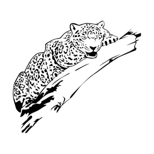 Pegatinas de pared Guepardo en un árbol Leopardo Selva Africana 51x58.1cm Removible sin dejar pegamento Negro