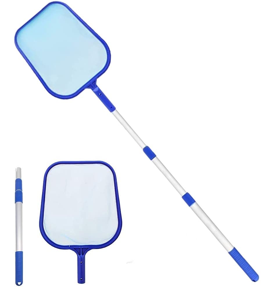 KAHEIGN Pool Leaf Skimmer, 150CM Swimming Pool Leaf Cleaning Net Fine Mesh Skimmer with Telescopic Rake for Pool Garden Pond Fountain Tubs Spa Fish Tank