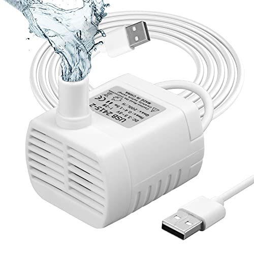 flintronic Aquarium Pumpe Klein, USB Mini Wasserpumpe, 200L/H Tauchpumpe Teich Brunnen Pumpe Aquarium Pumpe, für Teich Brunnen Aquarium, 3.5V 3W Kabel 1.4M(4 SAUGNAPF)