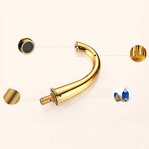 Rubinetto lavabo tre fori, ottonato, rubinetto