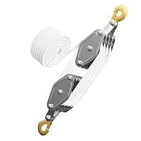 Boolico Schwerlast Flaschenzug 4-Fach mit Seilbremse, 1000 kg max., 20 m PP-Seil, Handseilzug 8:1 bis 2,5 m Hubhöhe