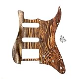IKN 11 Hole Strat HSS Pickguard Guitar Scratch Plate for American/Mexican Made Standard Strat Modern Style Guitar Replacement, 3Ply Wood Color