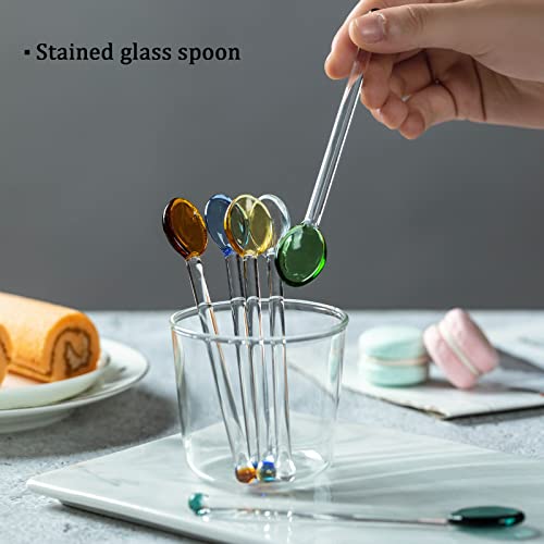 Generic 5Pcs Glass Stirring Spoons Heat Resistant Mixing Rod For Coffee Tea Yogurt Ice Cream Cocktail Cold Drink Salt Sugar Appetizers And Desserts #TOP5