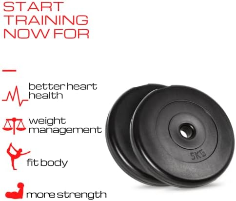 A2Z SPORT 2.5kg / 5kg / 10kg Weight Plates Set - 1 Inch Weight Plates Vinyl Weights Discs - Dumbbell Plates for Home Gym Training - Barbell Plates Bumper Plates for Weightlifting (2 Pack / 4 Pack)