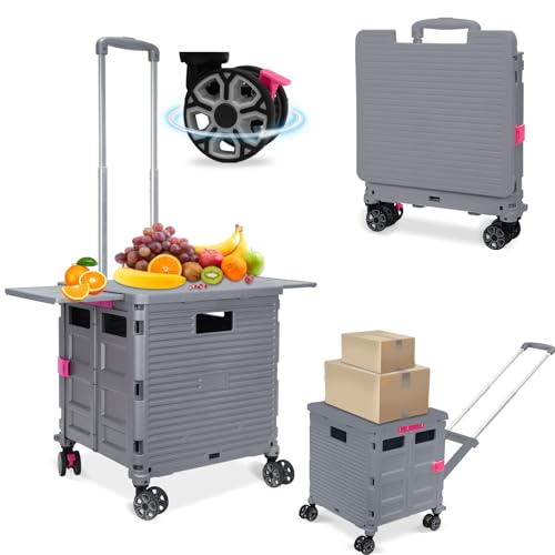 FELICON SELORSS Folding Utility Cart Portable Rolling Crate Handcart-Gray
