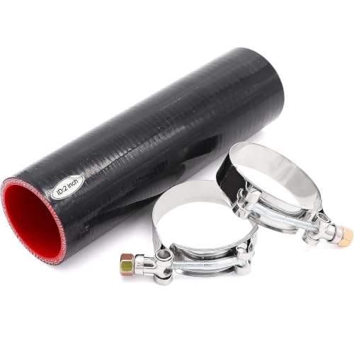 Taukealugs Straight Coupler Silicone Hose 2-Inch ID 8-Length 4-Ply 5MM Thickness Air Intake/Turbo/Intercooler Piping Tube with Stainless Steel T-Clamps by Taukealugs - Used condition - CA$18.56