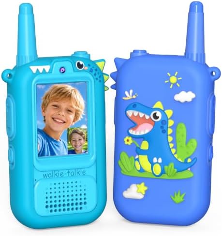 Walkie Talkie Kinder mit Video Aufladbar, Dinosaurier Spielzeug ab 3 4 5 6 7 8 Jahre Junge Geschenk Junge 3-12 Jahren Kinderspielzeug Walky Talky Kinder Spielzeug Outdoor Spiele 3-