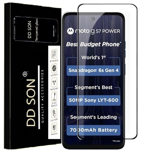 Image of DD SON Military-Grade Tempered Glass Screen Protector Compatible for Motorola Moto G67 Power /G57 Power 5G with Edge to Edge Coverage and Easy Self Installation kit
