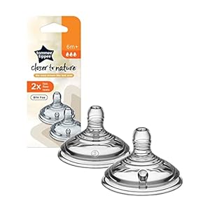 Tommee Tippee Closer to Nature Baby Bottle Teats, Breast-Like, Anti-Colic Valve, Soft Silicone, Fast Flow, 6m Plus, Pack…