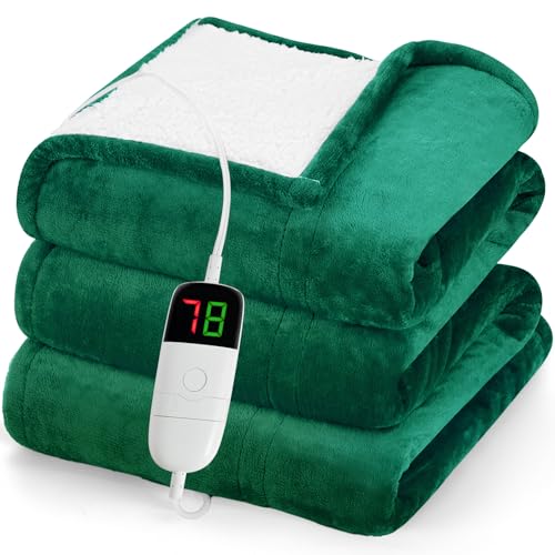 greenoak Cobertor aquecido elétrico 127 x 152 cm, cobertor de aquecimento com 10 níveis de calor 1/2