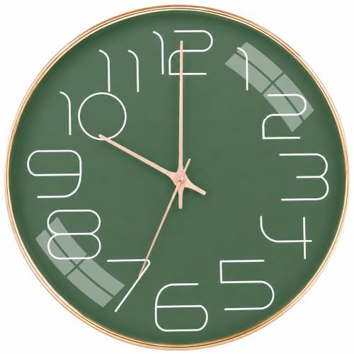 Image of TEKCOOL Plastic Digital Wall Clock 12 inch Silent Quartz Decorative Non-Ticking Classic Clock Battery Operated Round Easy to Read for Room /Home /Kitchen /Bedroom /Office /School-(Mehendi Rosegold)'