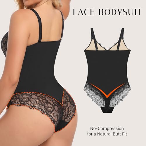 Voxshe Lace Shapewear Bodysuit for Women Seamless Tummy Control Body Shaper - image 6