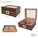 CIGAROL Cigar Humidor, Desktop Cigar Humidor Box, Glass Top Cigar humidor with Hygrometer, Humidifier Cigar Cutter, Leather Cigar Case Cedar Wood Desktop Humidors Cigar Box for Men for 30-35 Cigars
