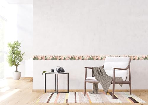 AG Design Selbstklebende Bordüre Blumen, AWB 8426 | Wasserfest Dekoration für Wände, Möbel, Tapeten, Wandverkleidungen und Türen, Folie, Mehrfarbig | Breite 500 cm x Höhe 13.8 cm