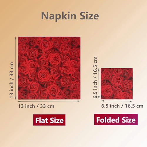 Jagrove CN044 Valentine'S Day Paper Napkins 100 Pack 2 Ply Red Rose Printed Beverage Luncheon Dinner Paper Napkins Disposable Napkins thumb #1