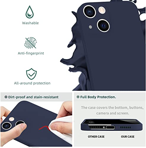 Image of DIZORO Square Candy Liquid Silicone iPhone Case Cover Compatible for iPhone 13, All Cube Series with Microfiber Lining Compatible iPhone 13 (6.1 inch) - Dark Blue