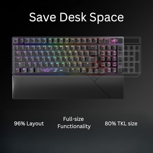 ASUS ROG Strix Scope II 96 Wireless Mechanical Gaming Keyboard β 96% Full-Size, Tri-Mode Connectivity, Hot Swappable Pre-lubed ROG NX Snow Linear Switches, PBT Keycaps, RGB, PC/Mac Support-Black - 1