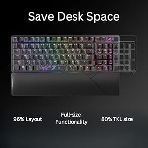 ASUS ROG Strix Scope II 96 Wireless Mechanical Gaming Keyboard – 96% Full-Size, Tri-Mode Connectivity, Hot Swappable Pre-lubed ROG NX Snow Linear Switches, PBT Keycaps, RGB, PC/Mac Support-Black — photo 2 of 6