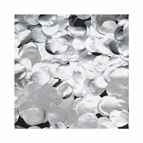 PMLAND Silver Table Confetti 1 Inch Round Circles, 6000 Pieces Metallic Party Confetti for Wedding, Baby Shower, Birthday, Graduation, Bridal Shower, Table Decorations, DIY Crafts