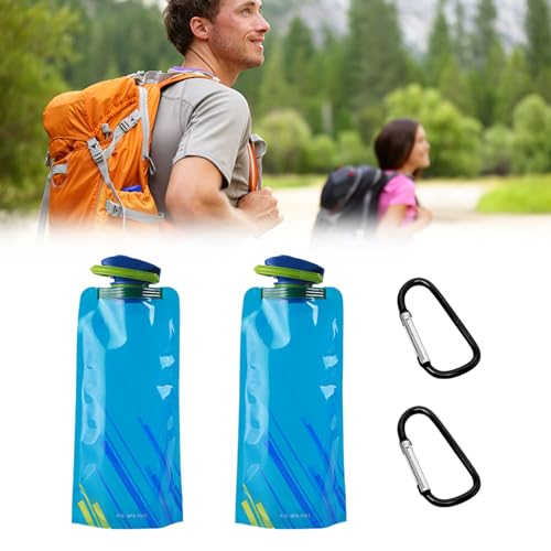 Soft Flask Botella De Hidratación Plegable,700ml Bolsa de Agua Reutilizable Plegable, Botella de Agua Plegable,Soft Flask Botella de Hidratación Plegable,Plegable Bolsa de Agua de Plástico,2pcs