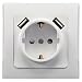 Produktbild ChiliTec Steckdose Weiß mit USB Unterputz Schutzkontakt-Steckdose 250V / 16A USB-Port 5V / 2,1A Laden von Smartphone Tablet