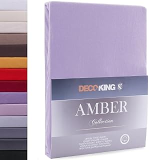 DecoKing Fitted Sheet UK Single Cotton Jersey Boxspring, Amber Collection, 80x200-90x200 cm Steel Grey Silver