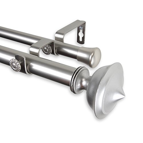 Rod Desyne 1" Leopold Double Curtain Rod, 28-48", Satin Nickel