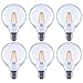 Asencia AN-03682 60 Watt Equivalent G25 Globe Clear All Glass Vintage Filament Dimmable LED Light Bulb, Soft White, 6-Pack,