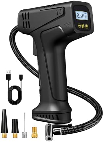 AIRSURE Tire Inflator Air Compressor, Handheld Air Pump for Car Tires with Rechargeable Battery, 150PSI Fast Inflation Cordless Tire Inflator for Car Motorcycle E-bike