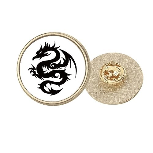 Broche ronde en métal doré dragon bijou de vêtement rétro taille M pour femme