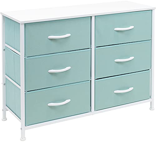 Sorbus-Dresser-with-6-Drawers-Furniture-Storage-Tower-Unit-for-Bedroom-Hallway-Closet-Office-Organization-Steel-Frame-Wood-Top-Easy-Pull-Fabric-Bins-6-Drawer-Pastel-Aqua 41b9fw81VPS