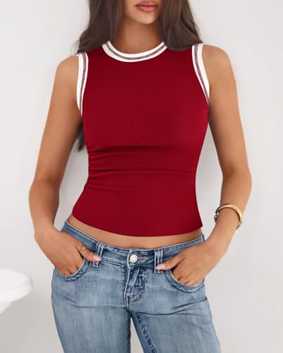 Image of BTFBM High Neck Tank Top for Women Sleeveless Ribbed Y2k Clothes Basic Shirts Going Out Outfits Spring Summer Tops 2026