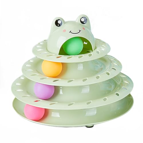 Pawsayes Cat Toy 4-Level Ball Track Puzzle Green