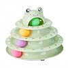 Cat Toys, 4-Level Turntable Ball Track Interactive Cat Toy for Indoor Cats, Self Play Fun Roller with Colorful Rotating Ball Puzzle Exercise Kitten Toys (Green)