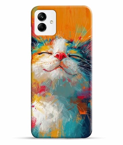 Image of Printed Hard Back Case Cover & Compatible for Samsung Galaxy A04 | A04E | Samsung A04 | A04E | Cat Painting Art (Multicolor) - D1191