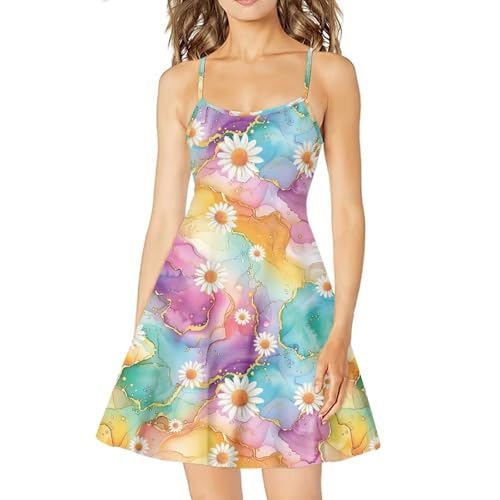 Image of Biyejit Women Casual Loose Dress Strap Long Summer Beach Swing Dress