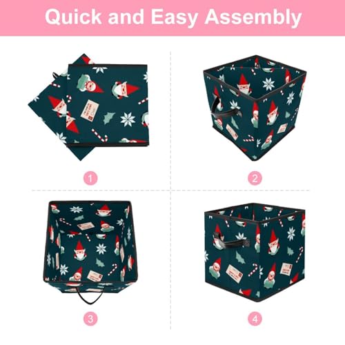 Boîte de rangement pliable motif Noël en tissu avec poignées - 6