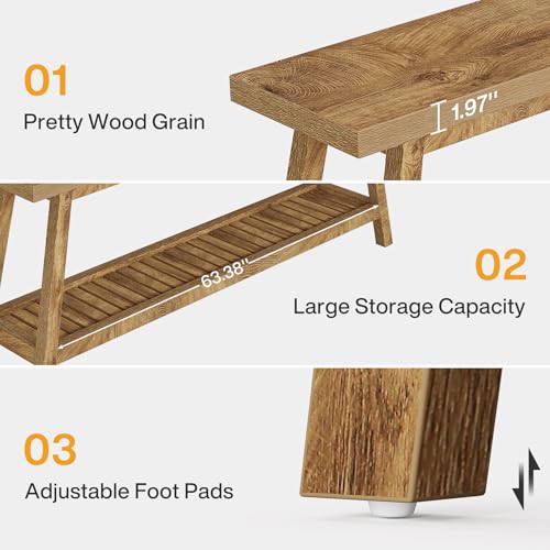 Tribesigns 70.86-Inch Console Table for Entyrway, Farmhouse 2-Tier Entry Entrance Table, Narrow Long Sofa Table Behind Couch, Light Brown - Image 6