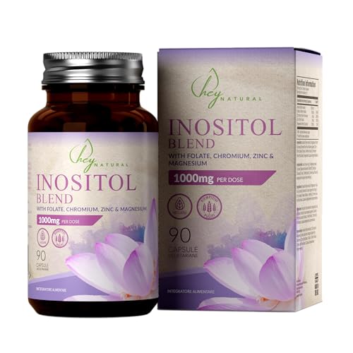 HN Inositolo | 90 Myo Inositolo Capsule Inositol Integratore | 1000mg Inositol con Acido Folico 200μg e Cromo 100μg per Dose | Non-OGM, Senza Glutine e Allergeni | Prodotto nel Regno Unito