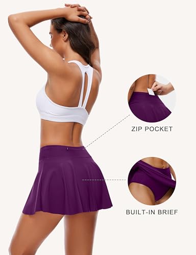 OVRUNS Period Swimwear High Waist Swim Skirt Leakproof Menstrual Swimsuit UPF 50+ Waterproof with Pocket for Women Girl Teens Deep Purple - Image 4